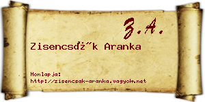 Zisencsák Aranka névjegykártya